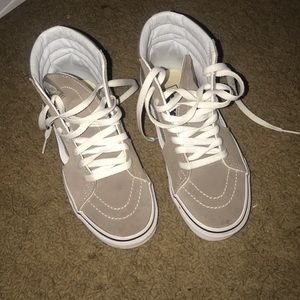 grey / tan high top vans